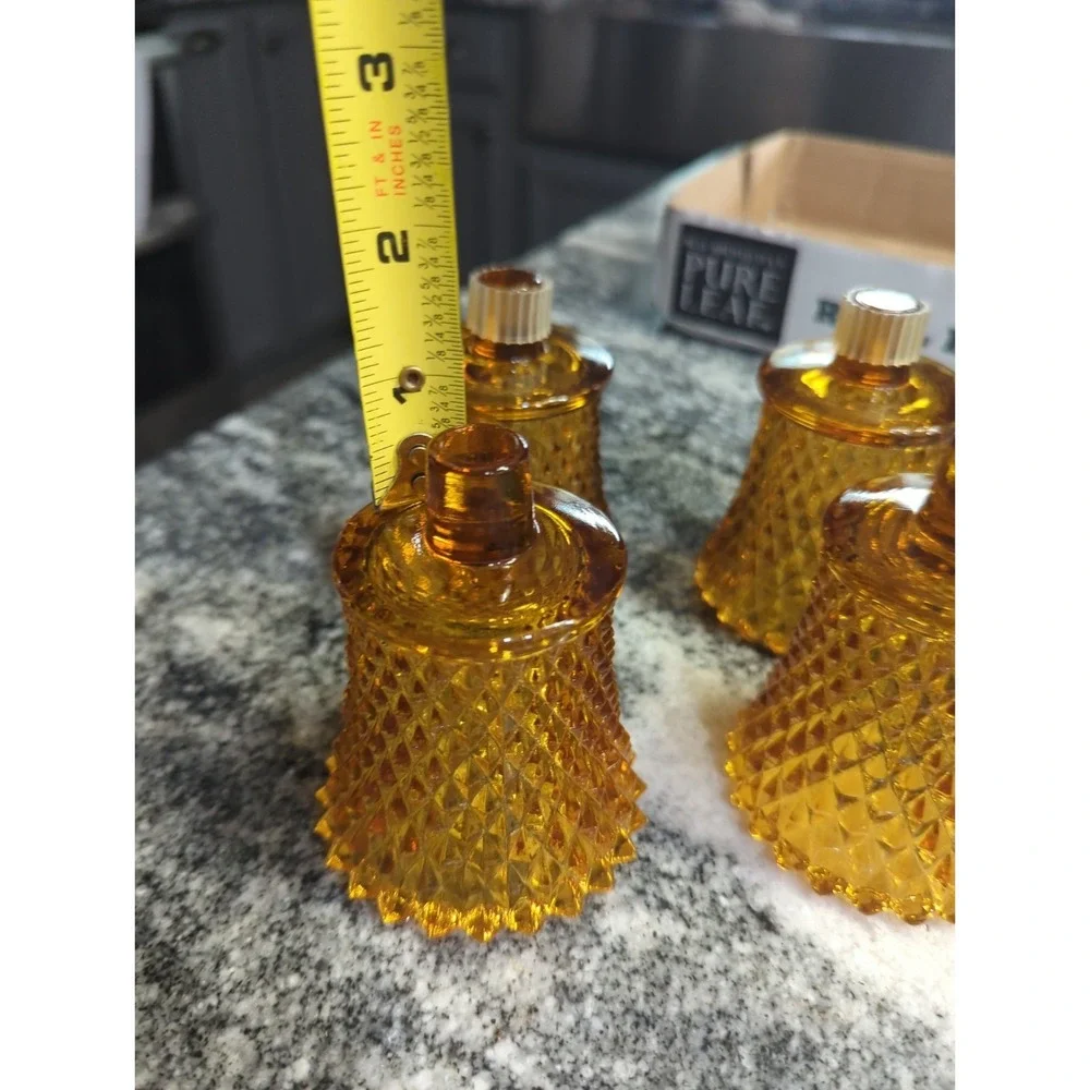 4 MCM HOMCO Diamond Point Votive Amber Peg Sconce Candle Holders Vintage
